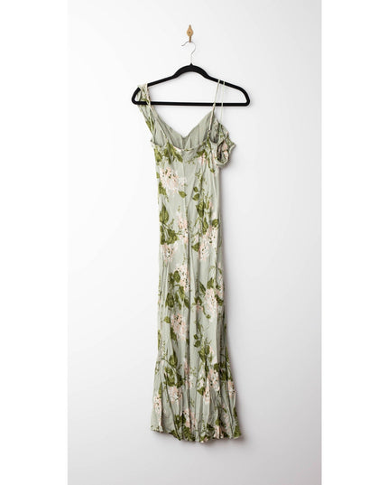 Reformation Green Floral Chiffon Reya Dress - Wind & Song