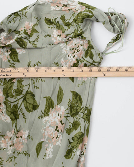 Reformation Green Floral Chiffon Reya Dress - Wind & Song