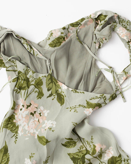 Reformation Green Floral Chiffon Reya Dress - Wind & Song