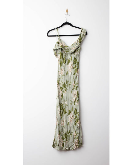 Reformation Green Floral Chiffon Reya Dress - Wind & Song
