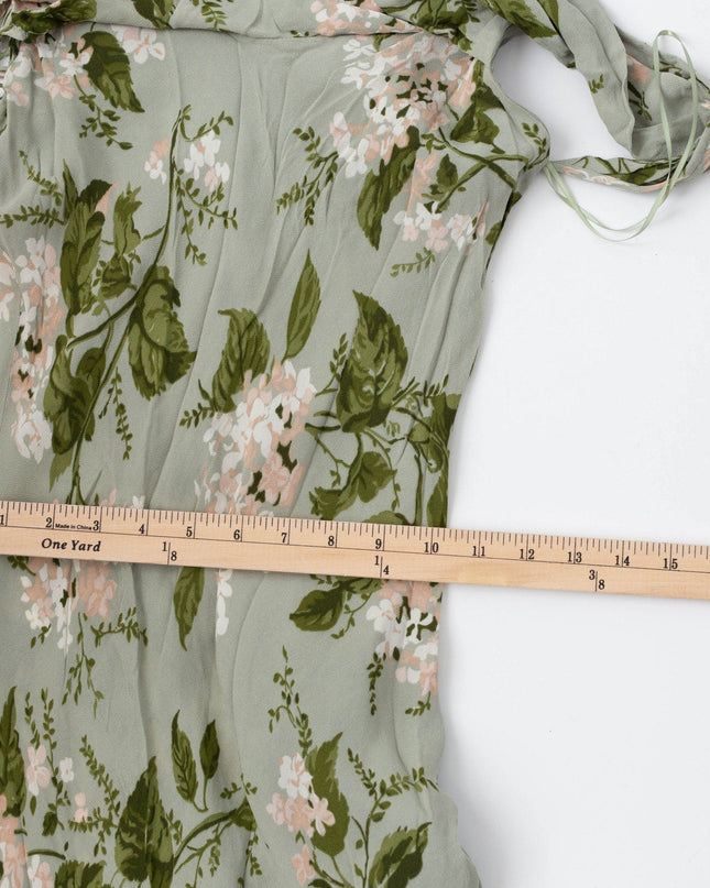 Reformation Green Floral Chiffon Reya Dress - Wind & Song