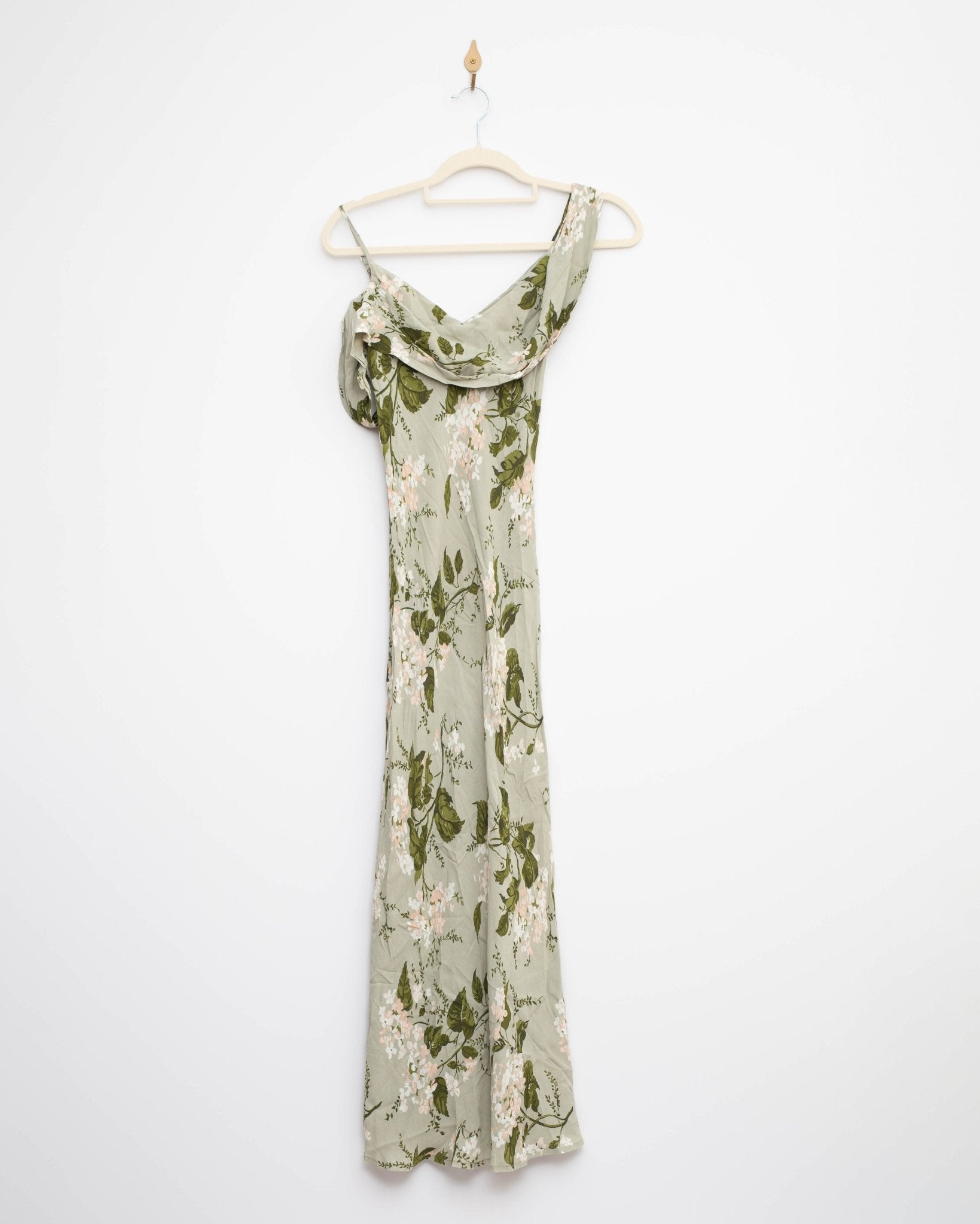 Reformation Green Floral Chiffon Reya Dress Size 0 - Wind & Song