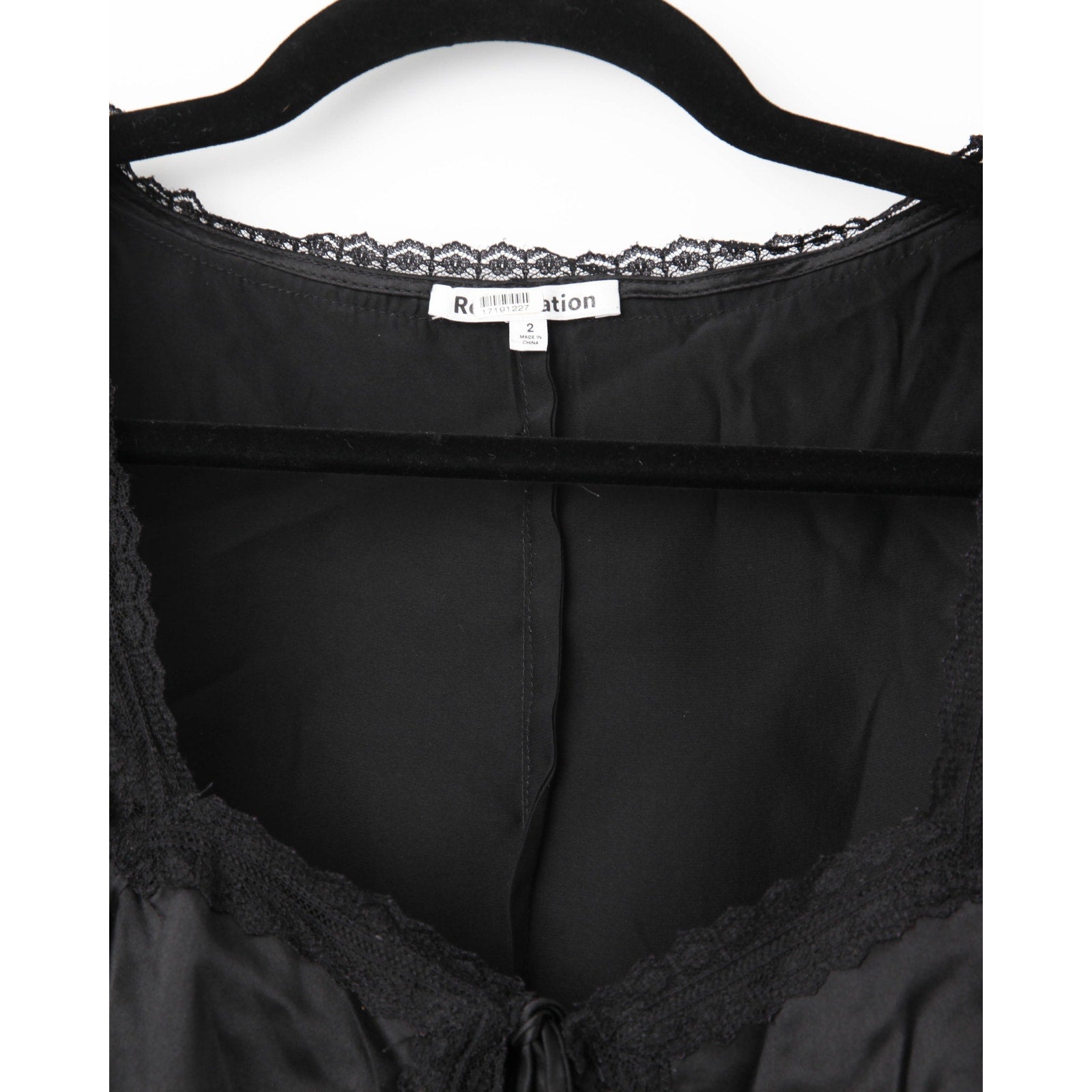 Reformation Lucinda Silk Tie - Front Top – Black - Wind & Song
