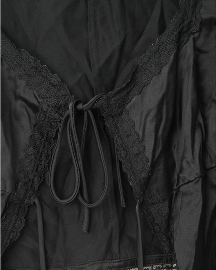 Reformation Lucinda Silk Tie - Front Top – Black - Wind & Song