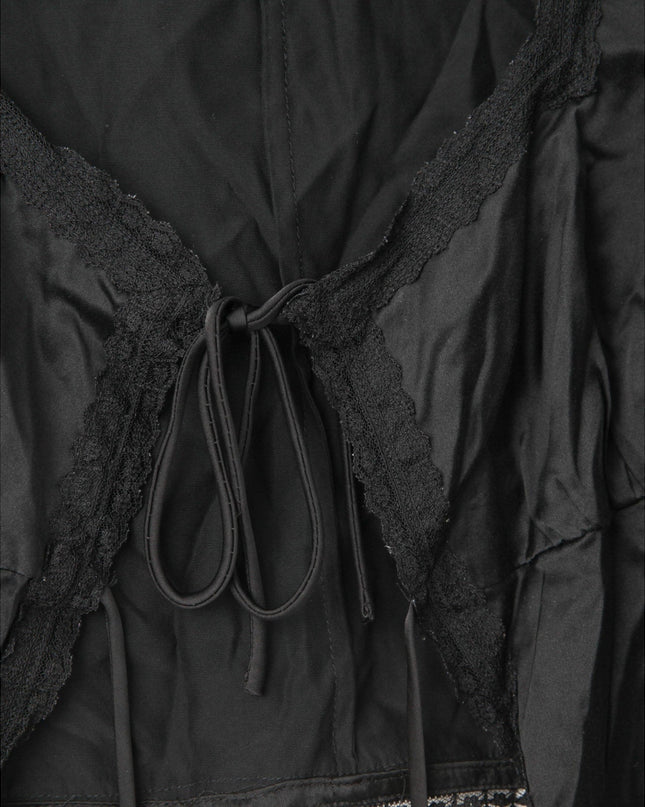 Reformation Lucinda Silk Tie - Front Top – Black - Wind & Song