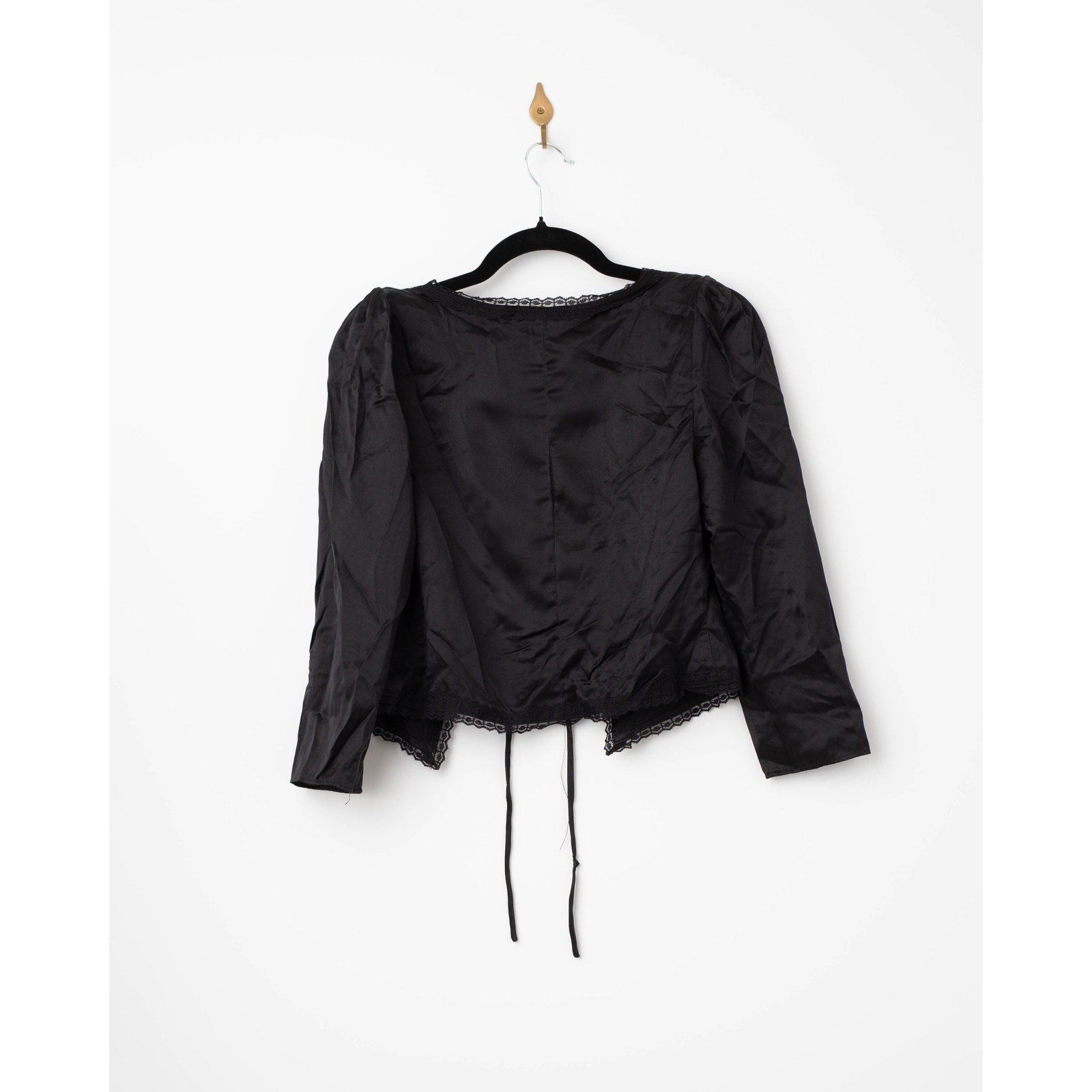 Reformation Lucinda Silk Tie - Front Top – Black - Wind & Song