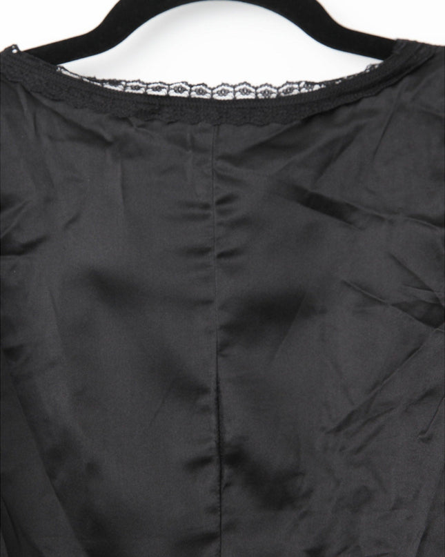 Reformation Lucinda Silk Tie - Front Top – Black - Wind & Song