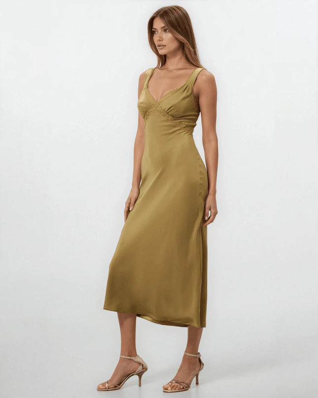 Reformation Provence Silk Dress Green Size M – Pre - Owned 100% Silk - Wind & Song