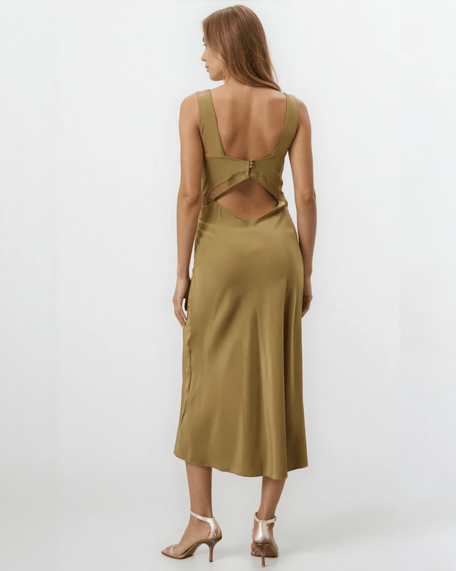 Reformation Provence Silk Dress Green Size M – Pre - Owned 100% Silk - Wind & Song