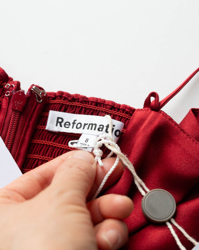 REFORMATION Red Frankie Rosette Sleeveless Silk Maxi Dress - Wind & Song