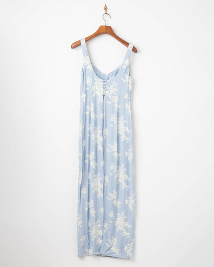 Reformation Reverie Dress in Blue Floral – Bustier Sheath Midi (Sizes 4 & 8) - Wind & Song