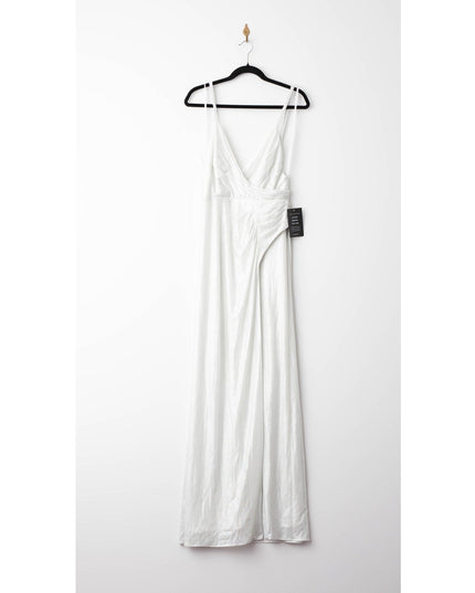 Retrofete Womens Yesi Metallic V - Neck Evening Dress in Silver - Wind & Song