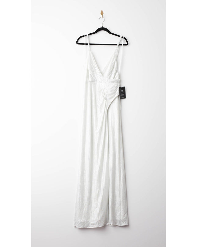 Retrofete Womens Yesi Metallic V - Neck Evening Dress in Silver - Wind & Song