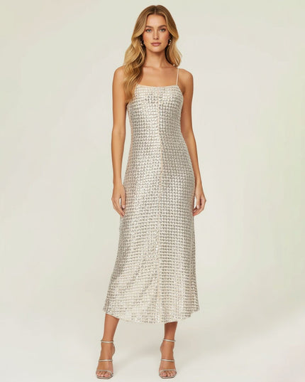 RHODE Silver Platinum Jemima Dress Size 10 - Wind & Song