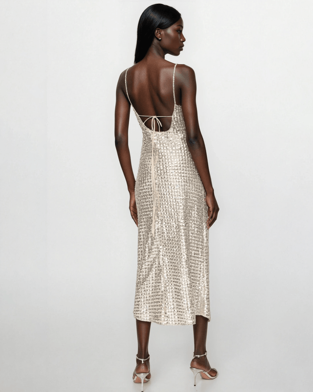 RHODE Silver Platinum Jemima Dress Size 10 - Wind & Song