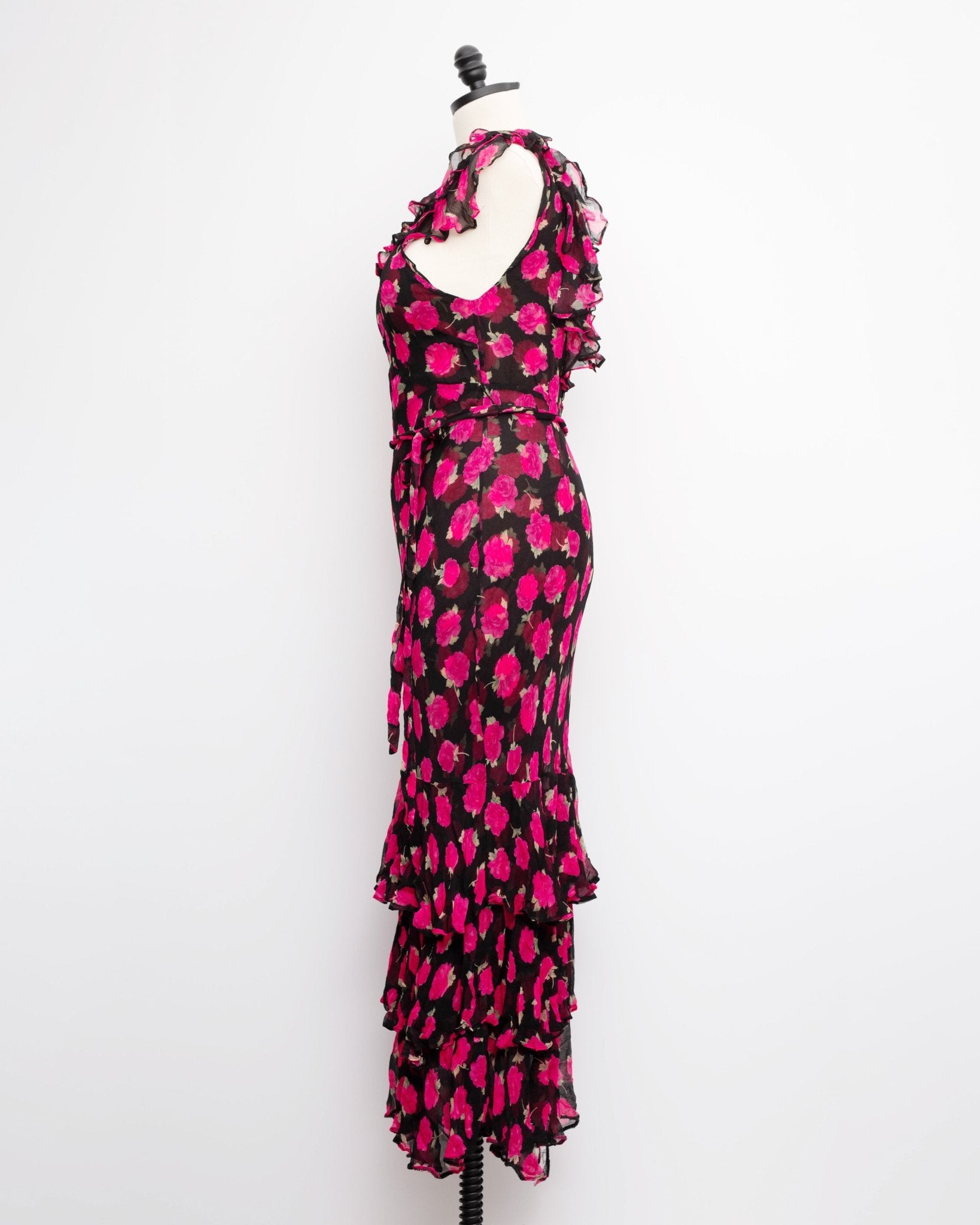 Rixo RIO Vintage Rose Black Maxi Dress Size 10 - Wind & Song