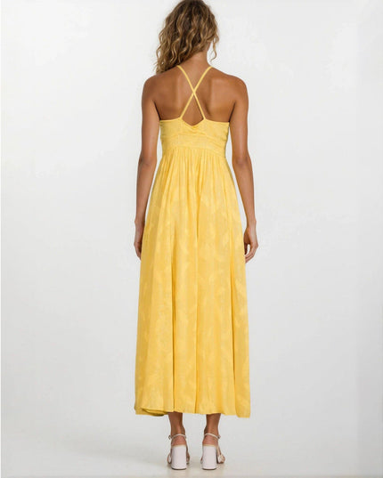 Rococo Sand Textured Criss Cross Maxi Dress in Yellow - NTW - Wind & Song