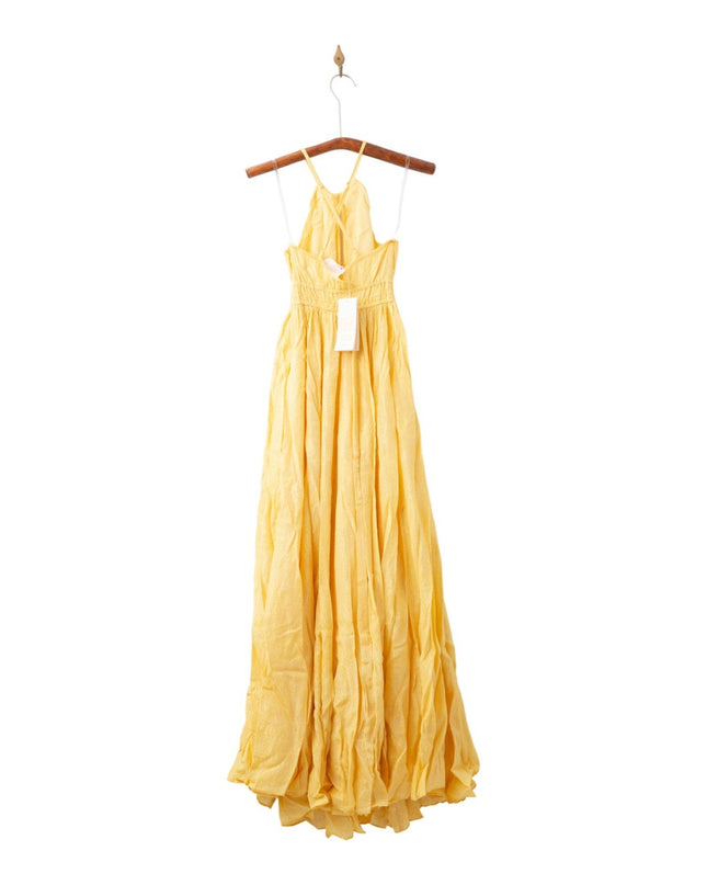 Rococo Sand Textured Criss Cross Maxi Dress in Yellow - NTW - Wind & Song
