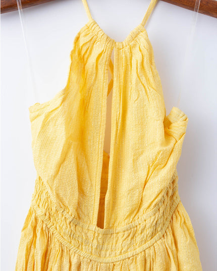 Rococo Sand Textured Criss Cross Maxi Dress in Yellow - NTW - Wind & Song