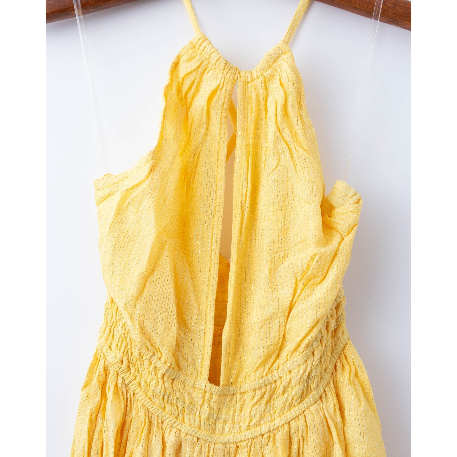 Rococo Sand Textured Criss Cross Maxi Dress in Yellow - NTW - Wind & Song