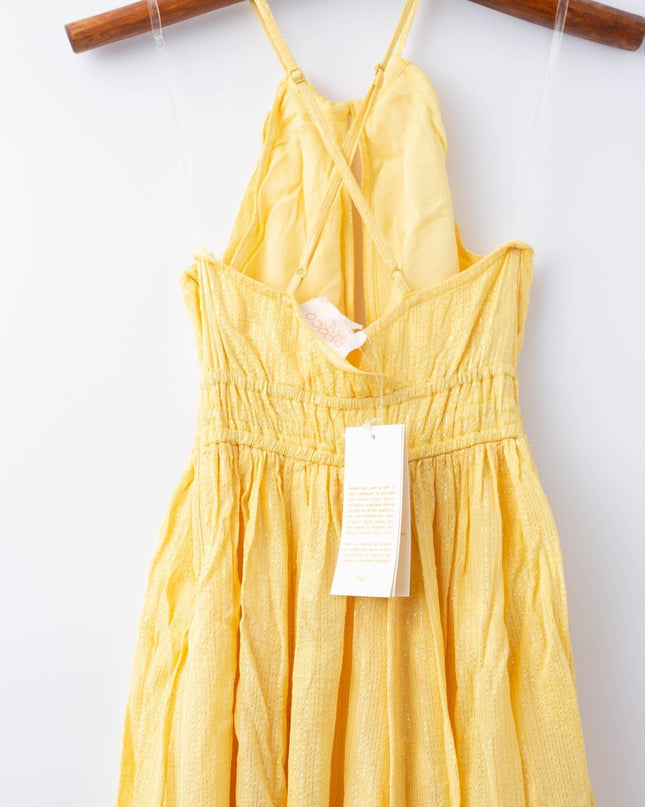 Rococo Sand Textured Criss Cross Maxi Dress in Yellow - NTW - Wind & Song