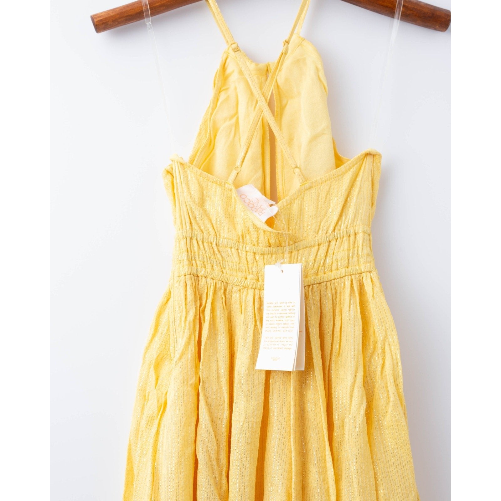 Rococo Sand Textured Criss Cross Maxi Dress in Yellow - NTW - Wind & Song