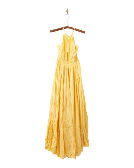 Rococo Sand Textured Criss Cross Maxi Dress in Yellow - NTW - Wind & Song