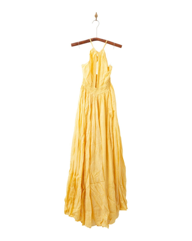 Rococo Sand Textured Criss Cross Maxi Dress in Yellow - NTW - Wind & Song