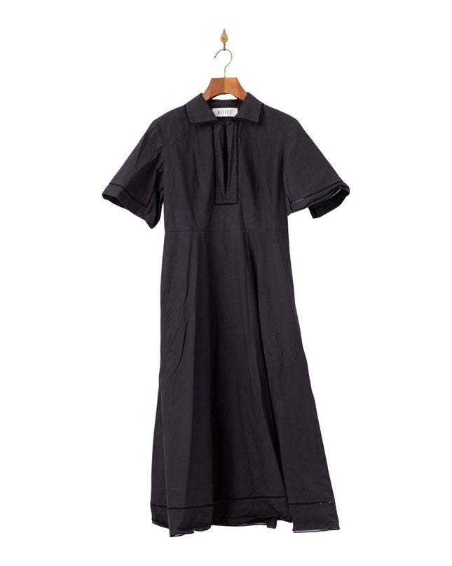 Róhe Ladder Embroidered Poplin Dress in Black Size 8 - Wind & Song