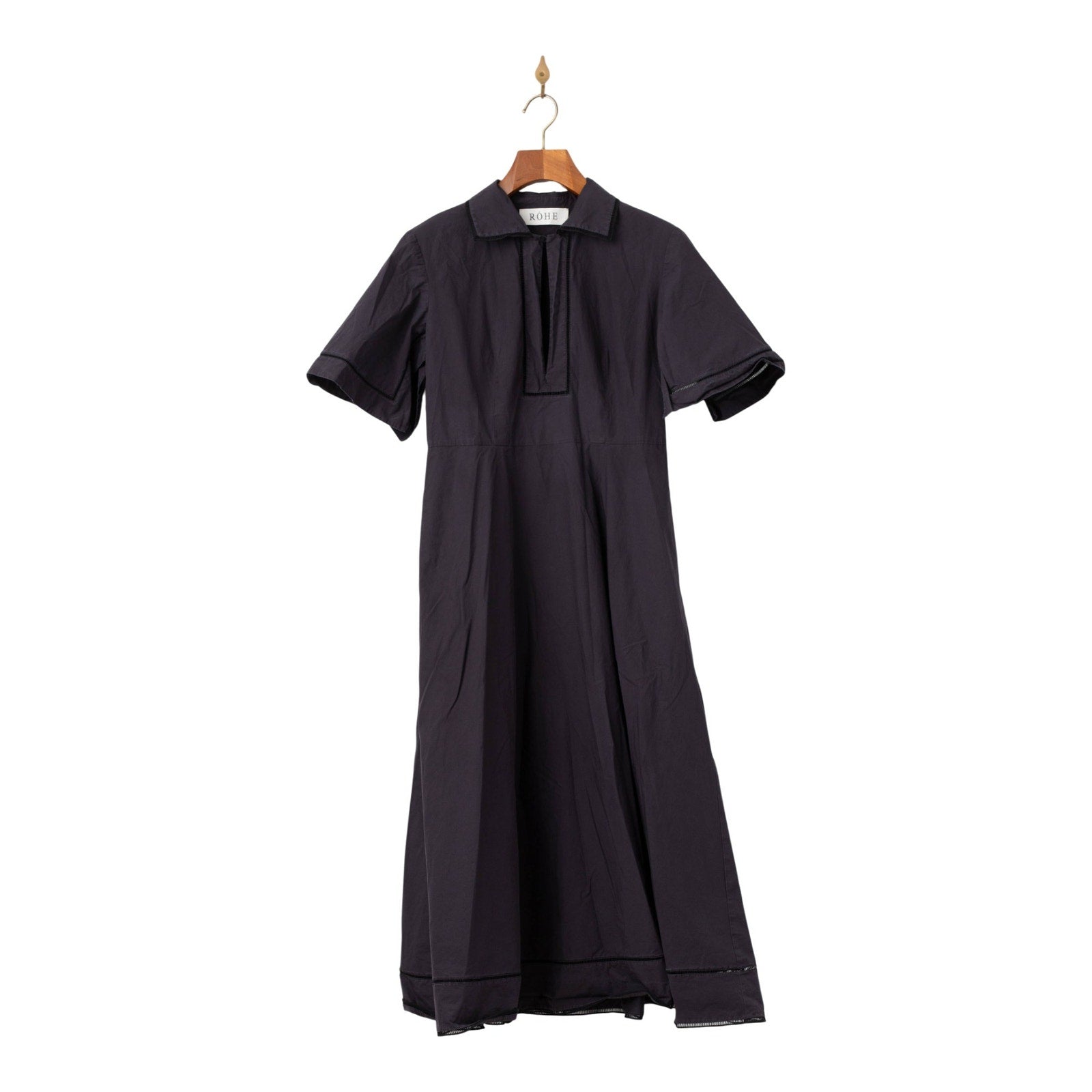 Róhe Ladder Embroidered Poplin Dress in Black Size 8 - Wind & Song
