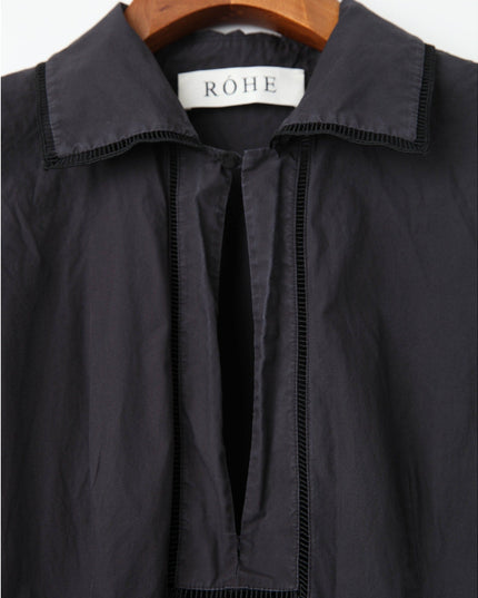 Róhe Ladder Embroidered Poplin Dress in Black Size 8 - Wind & Song