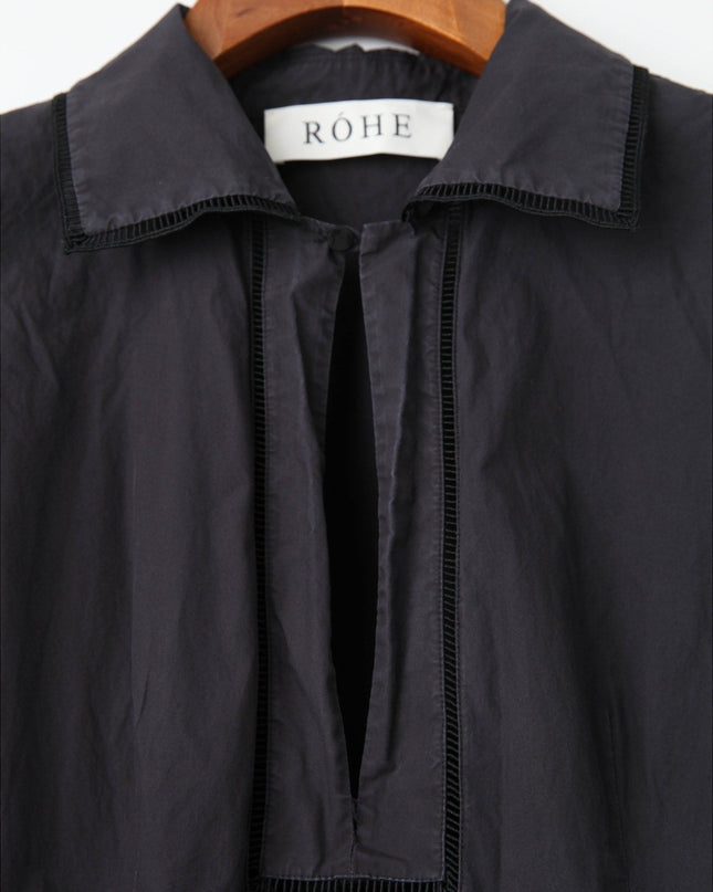 Róhe Ladder Embroidered Poplin Dress in Black Size 8 - Wind & Song