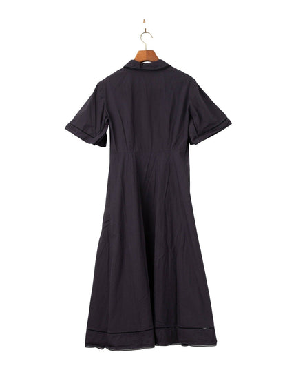 Róhe Ladder Embroidered Poplin Dress in Black Size 8 - Wind & Song