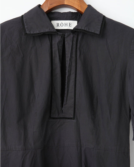 Róhe Ladder Embroidered Poplin Dress in Black Size 8 - Wind & Song