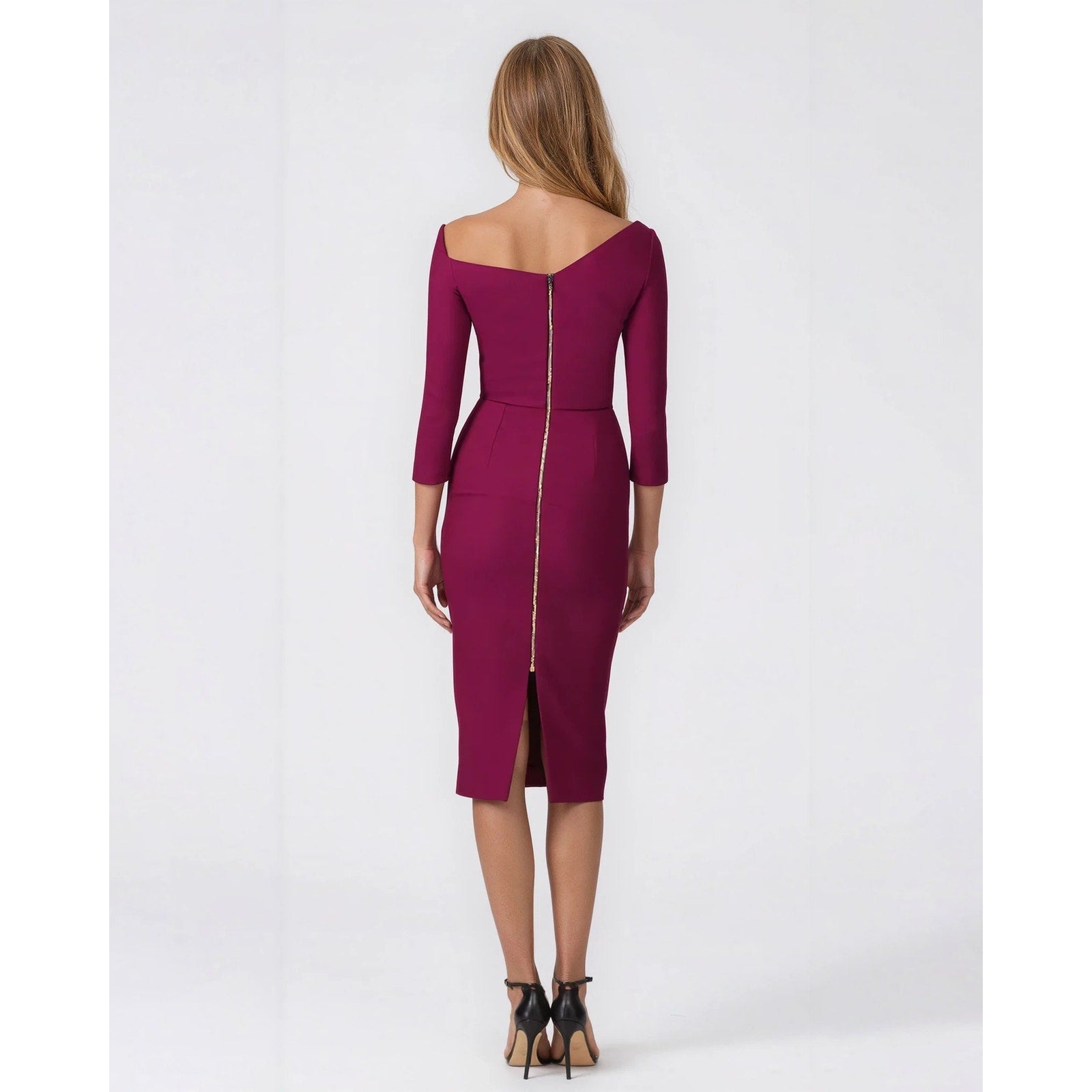 Roland Mouret Witham Dress in Dark Pink Size 2 - Pre - owned - Wind & Song