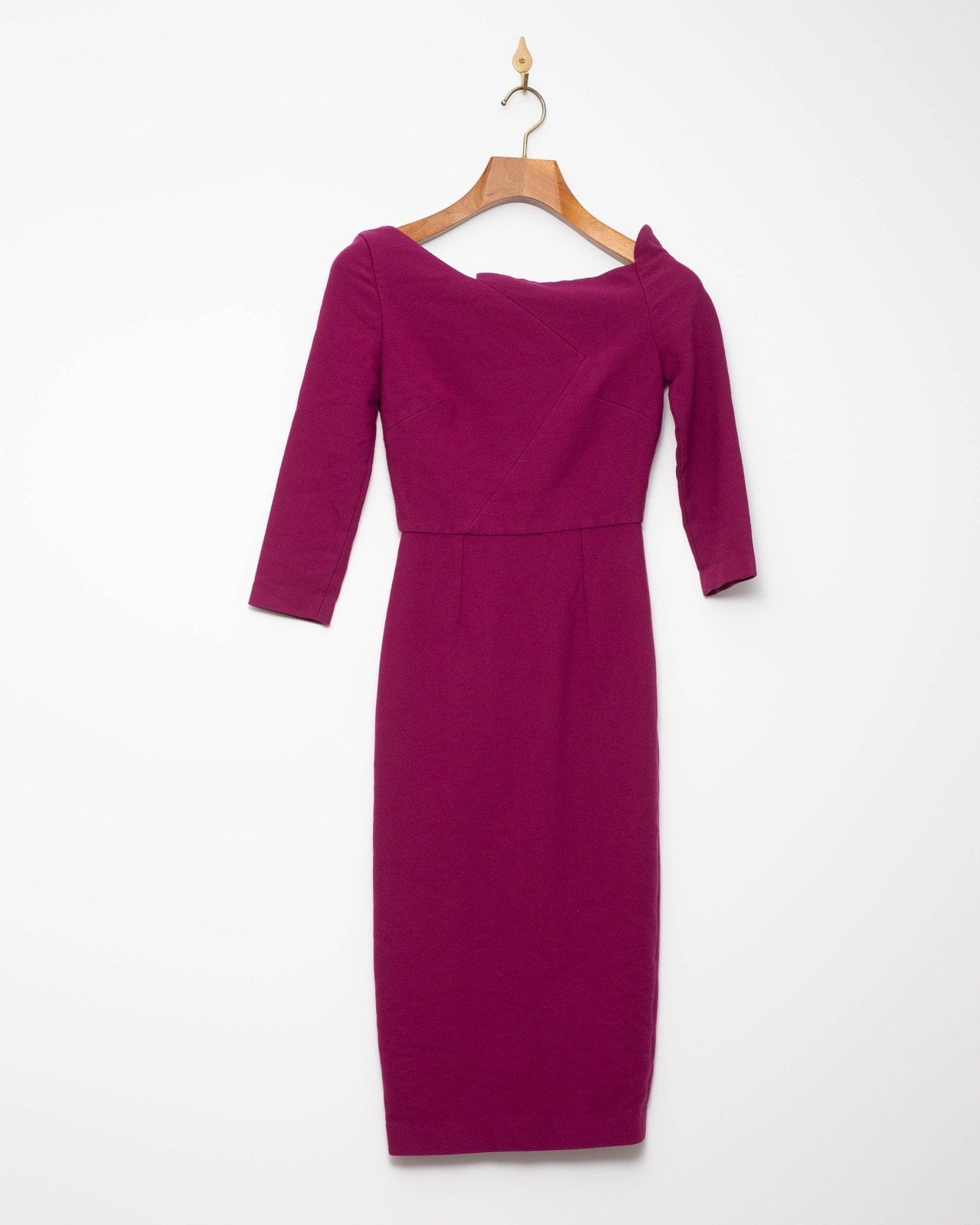 Roland Mouret Witham Dress in Dark Pink Size 2 - Pre - owned - Wind & Song