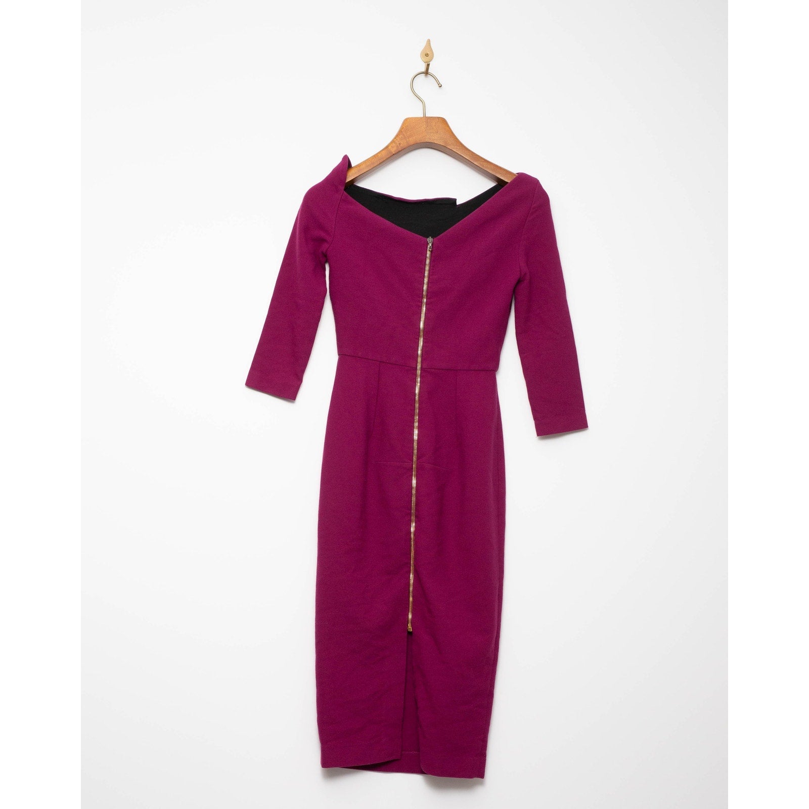 Roland Mouret Witham Dress in Dark Pink Size 2 - Pre - owned - Wind & Song