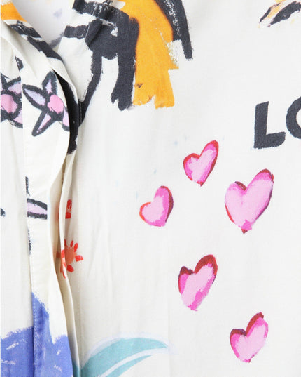 ROMY Lover Abstract Print Shirt – Multicolored Viscose Rayon Button - Down Top - Wind & Song