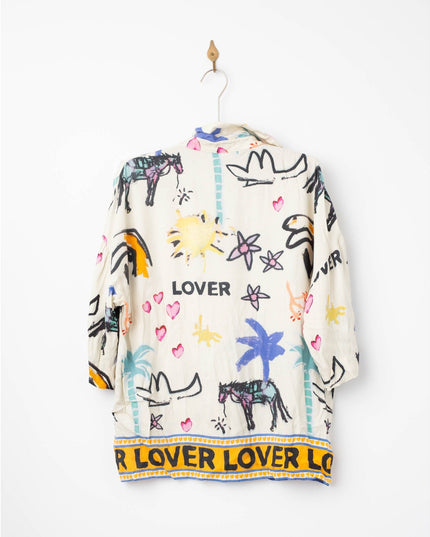 ROMY Lover Abstract Print Shirt – Multicolored Viscose Rayon Button - Down Top - Wind & Song