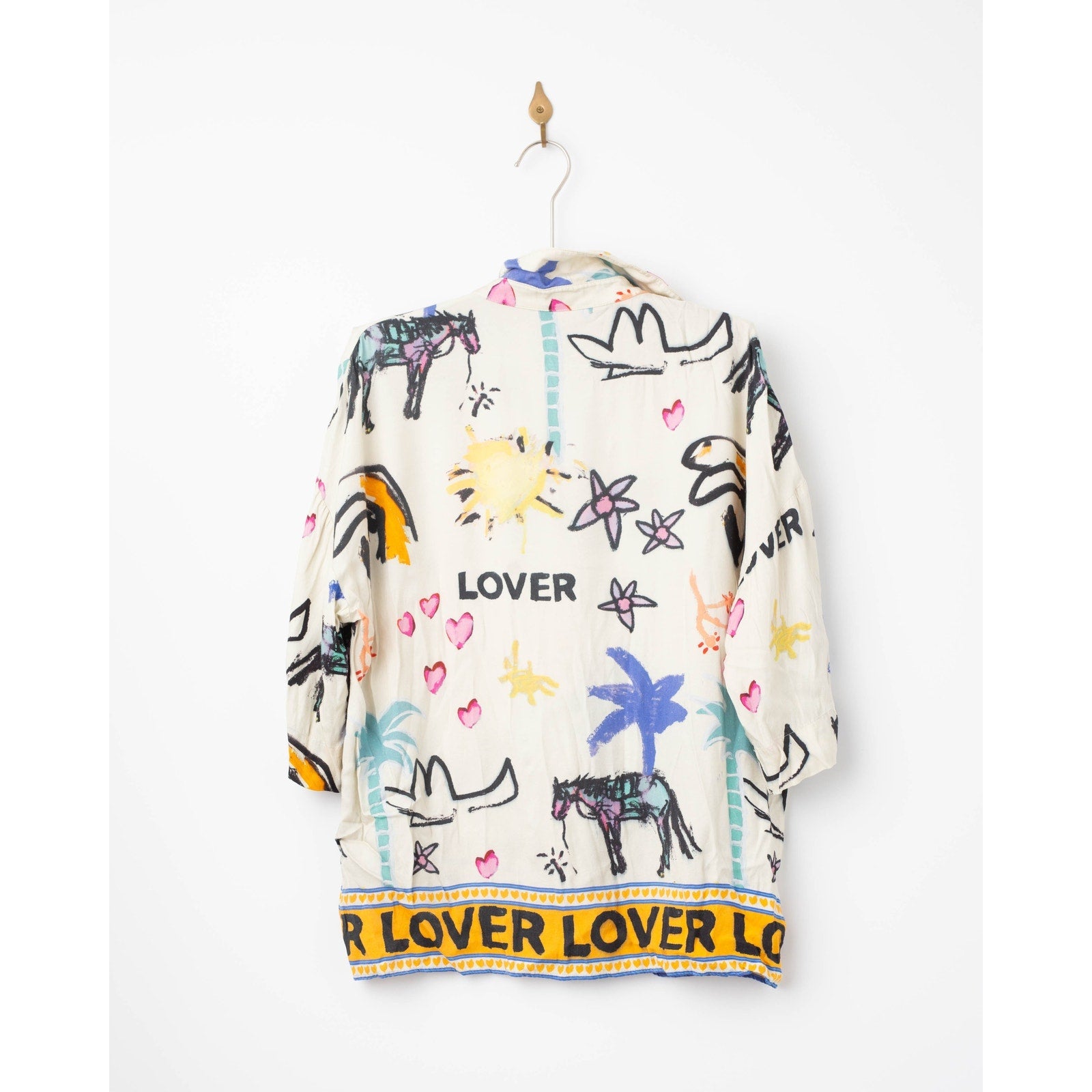 ROMY Lover Abstract Print Shirt – Multicolored Viscose Rayon Button - Down Top - Wind & Song