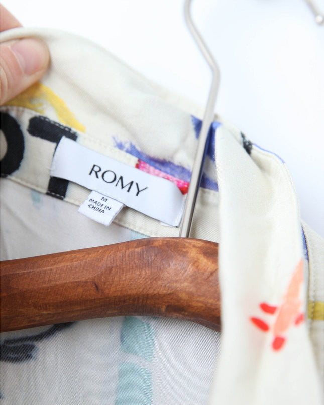 ROMY Lover Abstract Print Shirt – Multicolored Viscose Rayon Button - Down Top - Wind & Song