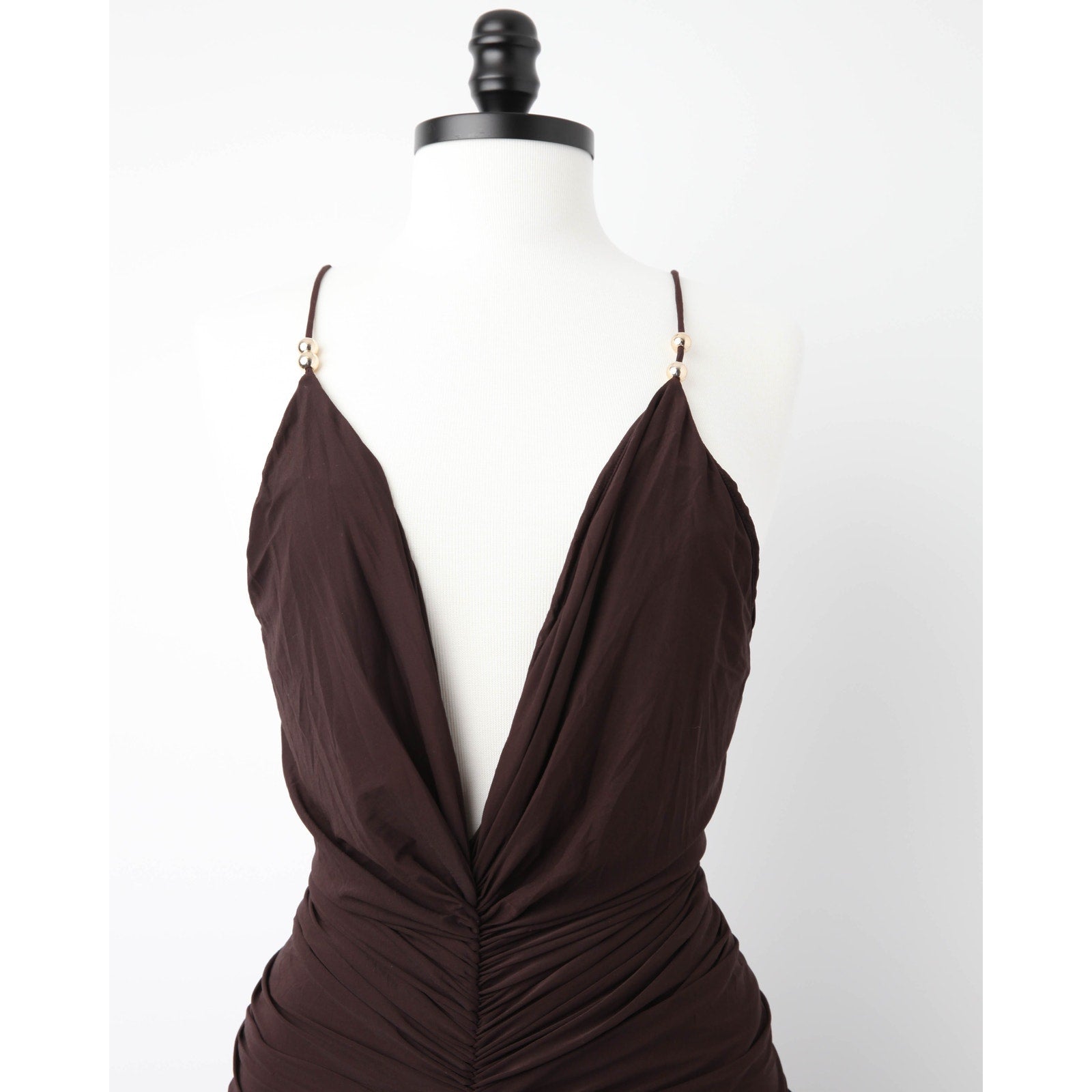 Ronny Kobo Anya Dress – Beaded Plunge Jersey Gown | Pre - Owned M - Wind & Song