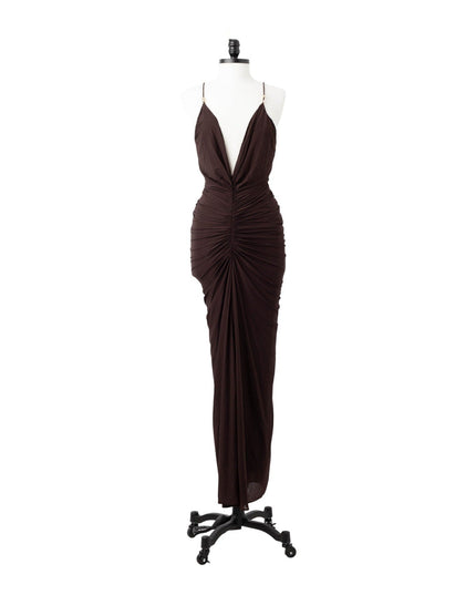 Ronny Kobo Anya Dress – Beaded Plunge Jersey Gown | Pre - Owned M - Wind & Song