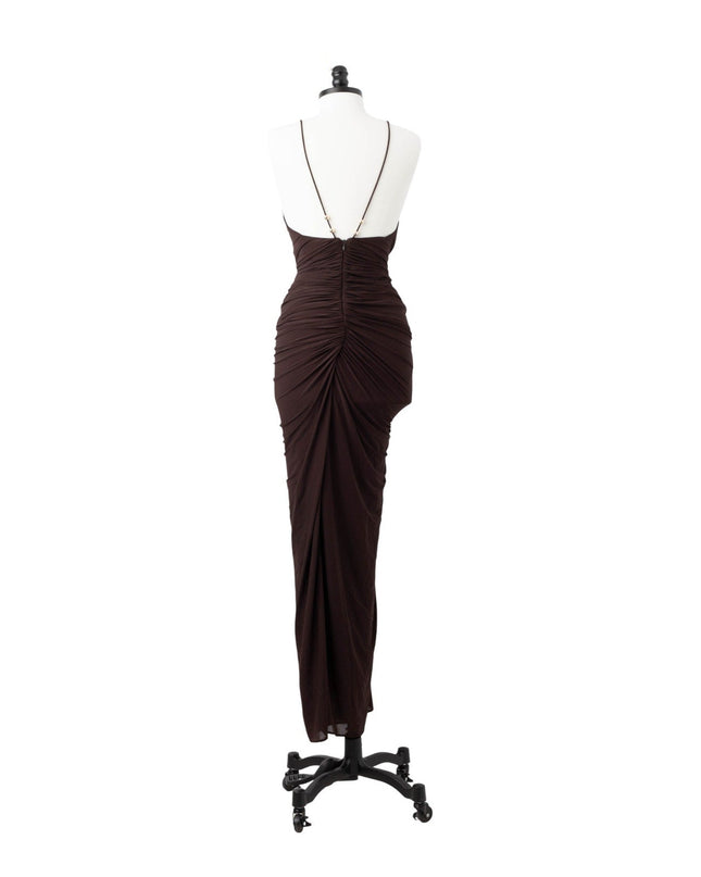 Ronny Kobo Anya Dress – Beaded Plunge Jersey Gown | Pre - Owned M - Wind & Song