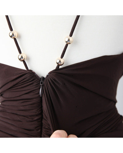 Ronny Kobo Anya Dress – Beaded Plunge Jersey Gown | Pre - Owned M - Wind & Song