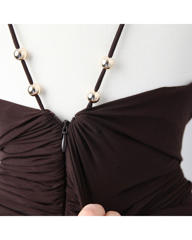 Ronny Kobo Anya Dress – Beaded Plunge Jersey Gown | Pre - Owned M - Wind & Song