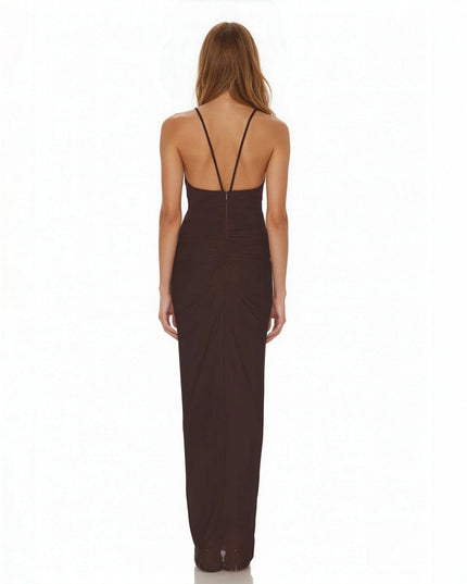 Ronny Kobo Anya Dress – Beaded Plunge Jersey Gown | Pre - Owned M - Wind & Song