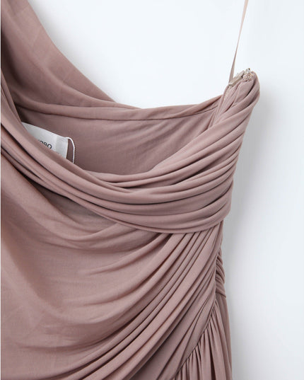 Ronny Kobo Killian One - shoulder Gown in Brown - Wind & Song