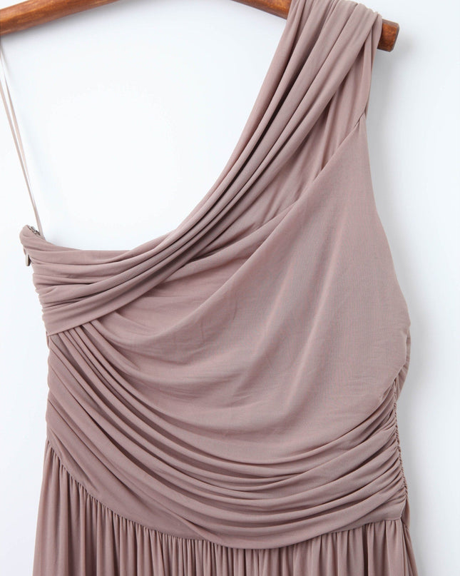 Ronny Kobo Killian One - shoulder Gown in Brown - Wind & Song