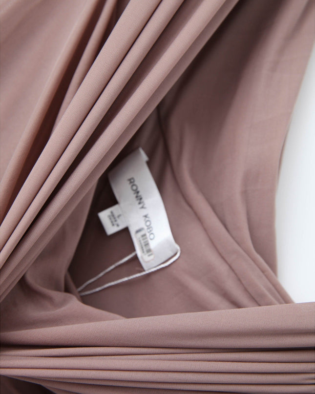 Ronny Kobo Killian One - shoulder Gown in Brown - Wind & Song